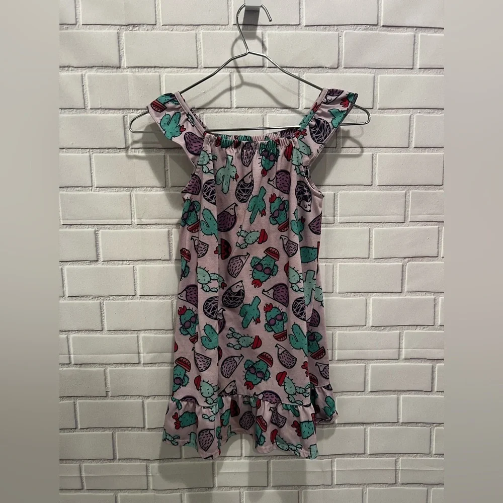 GYMBOREE little girls purple printed dress/size S(5-6)